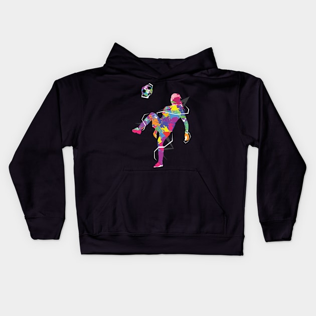 Female Football Footballer Kids Hoodie by CrissWild